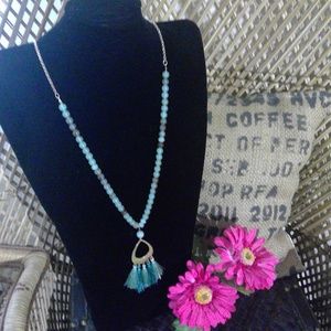 Boho/Gold Chain/ Beaded Tassel Necklace